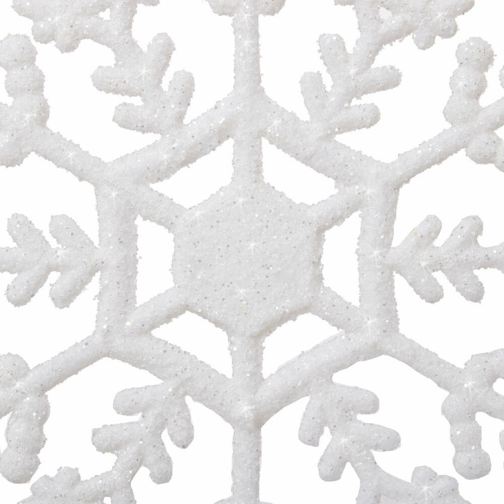Vianočné ozdoby - Vločky s trblietkami biele, 12cm, sada 3ks