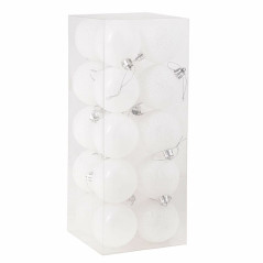 Vianočné banky biele mix - 6cm, sada 20ks