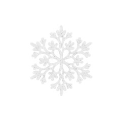 Vianočné ozdoby - Snehové vločky s trblietkami 8cm, biele, sada 8ks