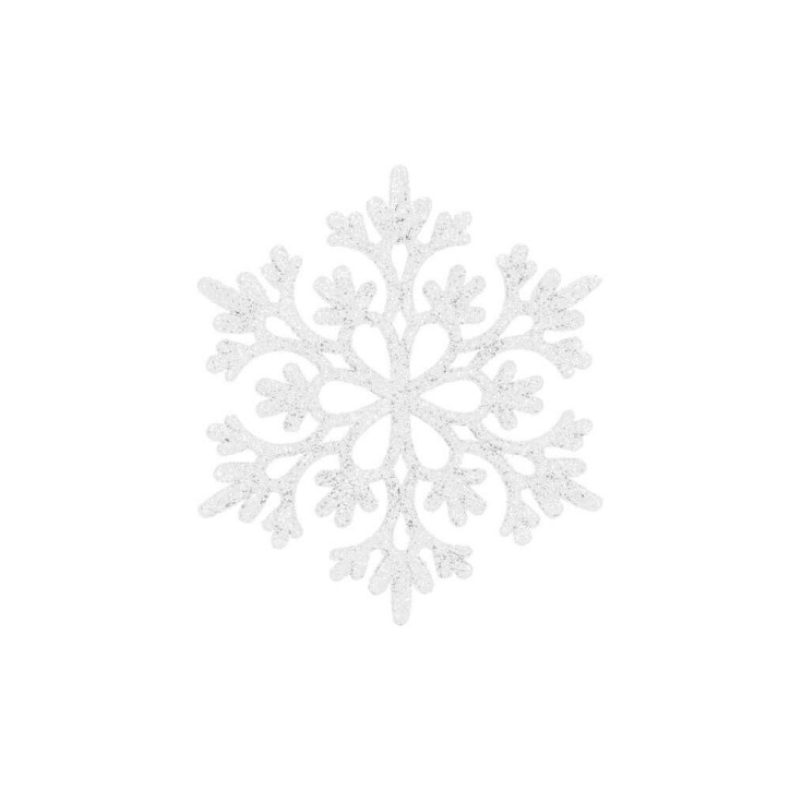 Vianočné ozdoby - Snehové vločky s trblietkami 8cm, biele, sada 8ks