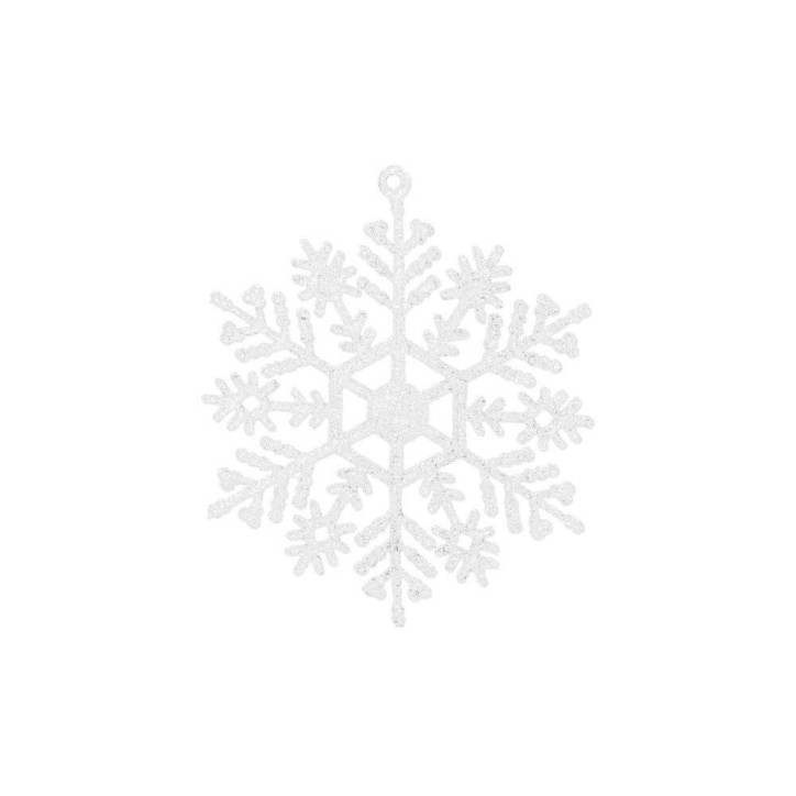 Vianočné ozdoby - Snehové vločky s trblietkami 8cm, biele, sada 8ks