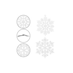Vianočné ozdoby - Snehové vločky s trblietkami 8cm, biele, sada 8ks