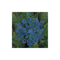 Vianočné ozdoby - Snehové vločky s trblietkami 10cm, modré, sada 12ks