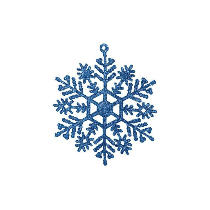 Vianočné ozdoby - Snehové vločky s trblietkami 10cm, modré, sada 12ks