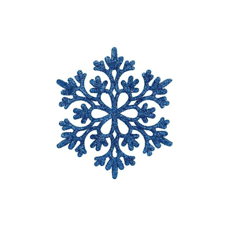 Vianočné ozdoby - Snehové vločky s trblietkami 10cm, modré, sada 12ks