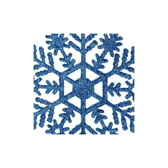 Vianočné ozdoby - Snehové vločky s trblietkami 10cm, modré, sada 12ks