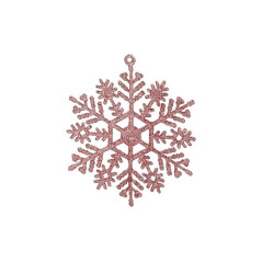 Vianočné ozdoby - Snehové vločky s trblietkami 10cm, ružové, súprava 12ks