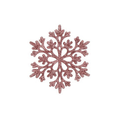 Vianočné ozdoby - Snehové vločky s trblietkami 10cm, ružové, súprava 12ks