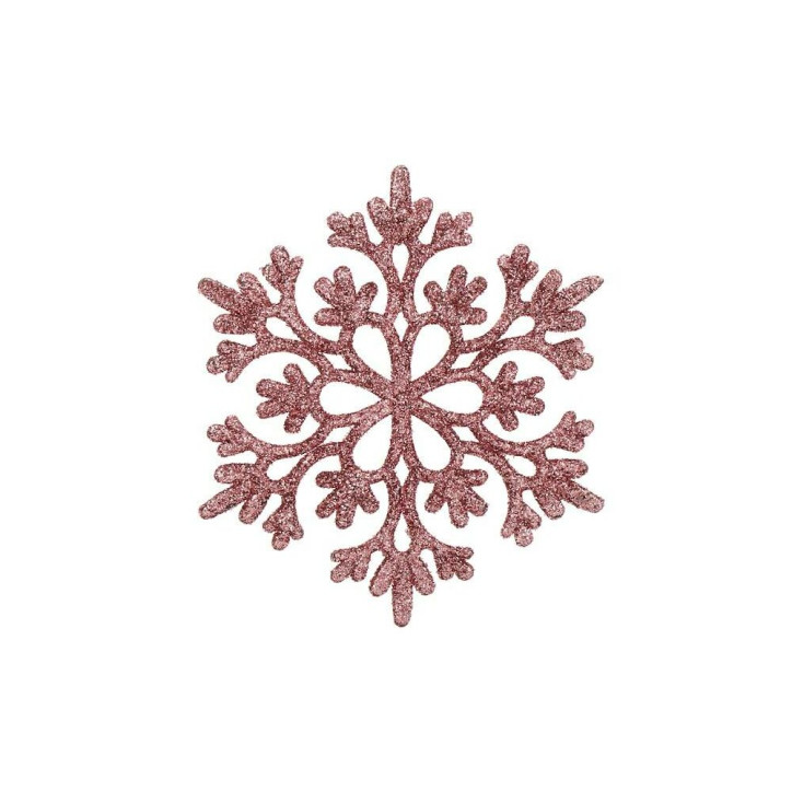 Vianočné ozdoby - Snehové vločky s trblietkami 10cm, ružové, súprava 12ks