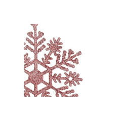 Vianočné ozdoby - Snehové vločky s trblietkami 10cm, ružové, súprava 12ks