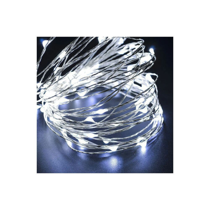 LED reťaz Nano - 2m, 20LED, 2xAA, studená biela