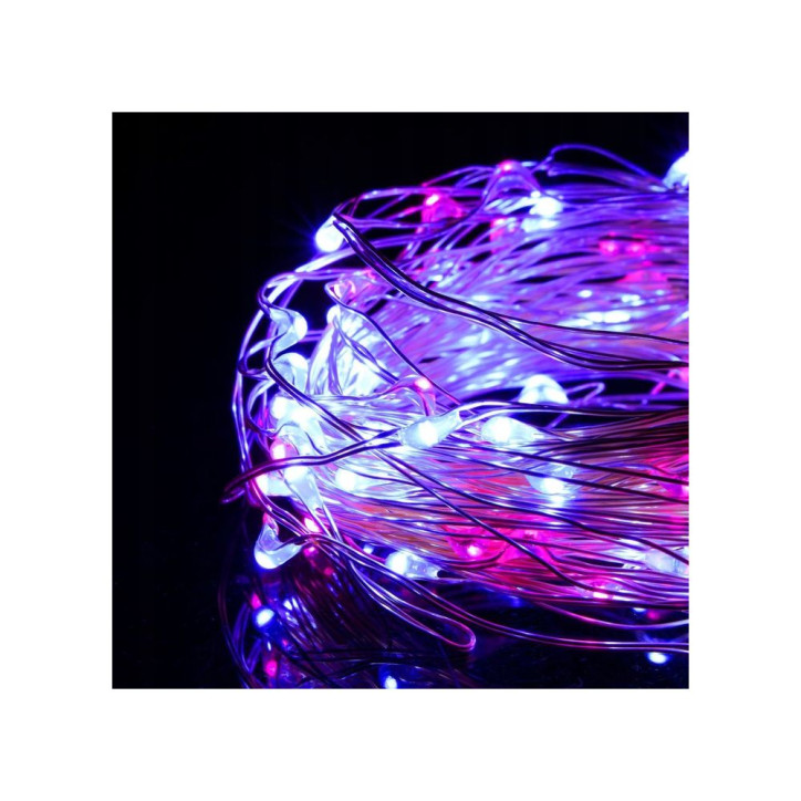 LED reťaz Nano Duo - 2m, 20LED, 2xAA, modrá/ružová