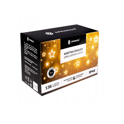 LED svetelný záves Hviezdy - 2x0, 9m, 138LED, 8 funkcií, IP44, teplá biela