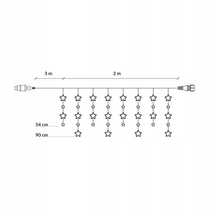 LED svetelný záves Hviezdy - 2x0, 9m, 138LED, 8 funkcií, IP44, teplá biela