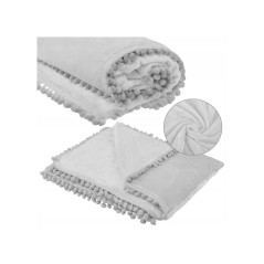Deka 200x220 cm s brmbolcami SPRINGOS BOHO svetlo šedá