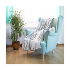 Deka 200x220 cm s brmbolcami SPRINGOS BOHO svetlo šedá
