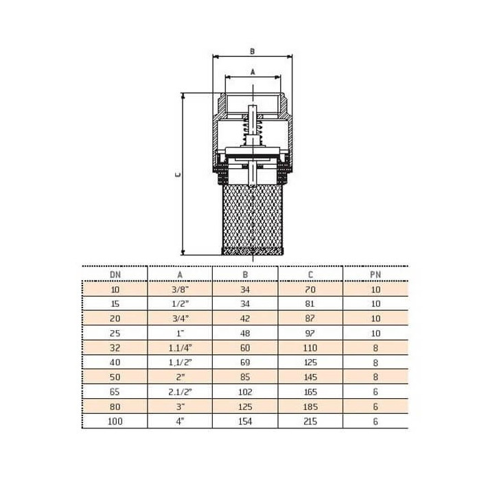 Mosadzný ventil s nasávacím košom 3/4" IG Mosadzný ventil s nasávacím košom 3/4" IG