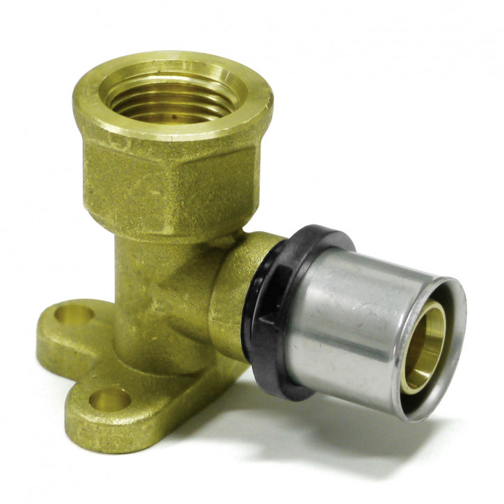 Mosadzná lisovacia nástenná spojka uhlová 20x2 / 1/2" IG / 52 mm TH Mosadzná lisovacia nástenná spojka uhlová 20x2 / 1/2" IG / 52 mm TH