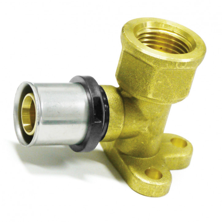 Mosadzná lisovacia nástenná spojka uhlová 20x2 / 1/2" IG / 52 mm TH Mosadzná lisovacia nástenná spojka uhlová 20x2 / 1/2" IG / 52 mm TH