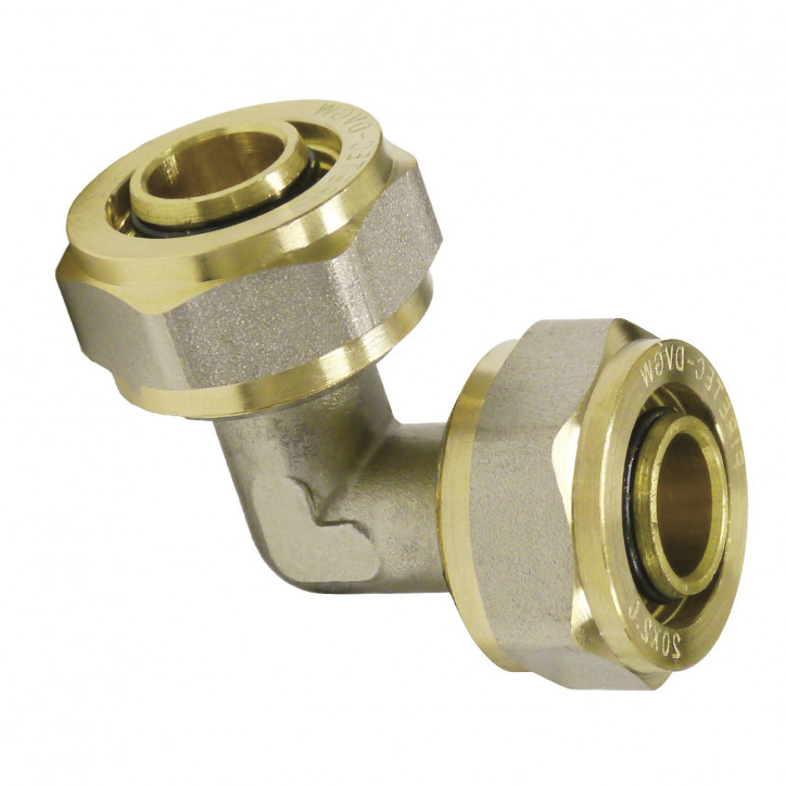 Svorná uhlová spojka 90° na viacvrstvové hliníkové spojovacie rúry, 16x2 mm Svorná uhlová spojka 90° na viacvrstvové hliníkové spojovacie rúry, 16x2 mm