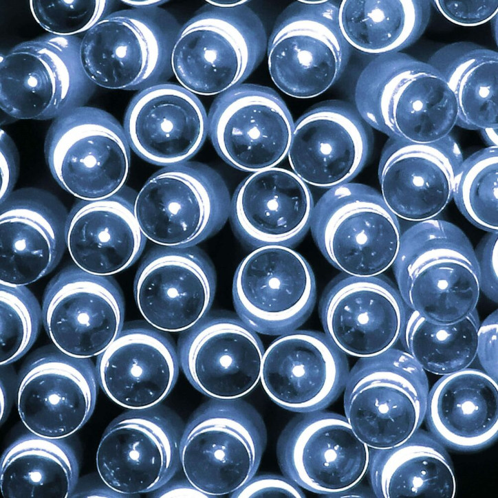 LED svetelná reťaz - 5m, 50LED, 8 funkcií, 3xAA, IP44, studená biela