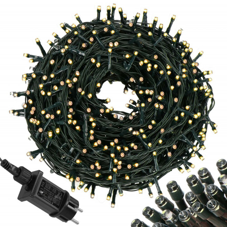 LED svetelná reťaz - 12,5m, 200LED, 8 funkcií, IP44, teplá biela