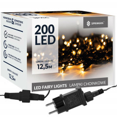 LED svetelná reťaz - 12,5m, 200LED, 8 funkcií, IP44, teplá biela