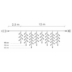 LED kvaple 14,5m, 300LED, časovač, IP44, studená biela + záblesky
