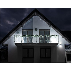 LED kvaple 14,5m, 300LED, časovač, IP44, studená biela + záblesky