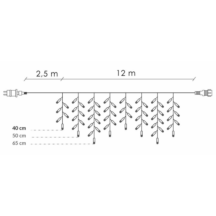 LED kvaple 14,5m, 300LED, časovač, IP44, teplá biela + záblesky