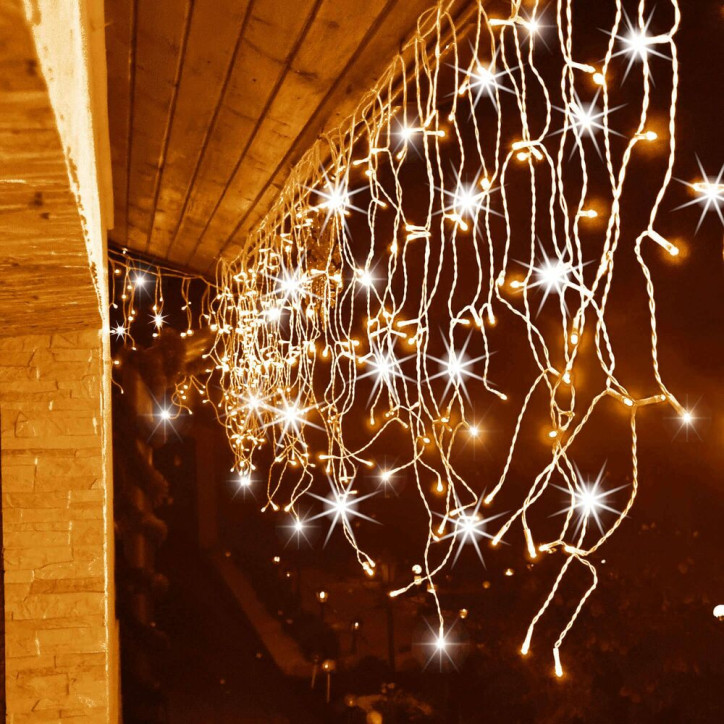 LED kvaple - 22,5m, 500LED, 8 funkcií, ovládač, časovač, IP44, duálna biela
