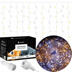 LED kvaple - 22,5m, 500LED, 8 funkcií, ovládač, časovač, IP44, duálna biela