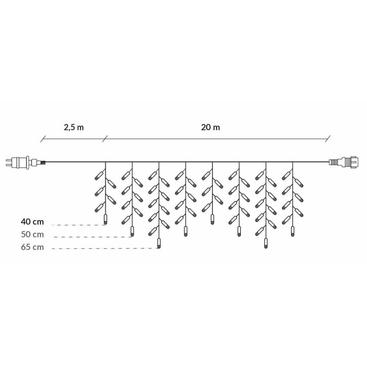 LED kvaple - 22,5m, 500LED, 8 funkcií, ovládač, časovač, IP44, duálna biela