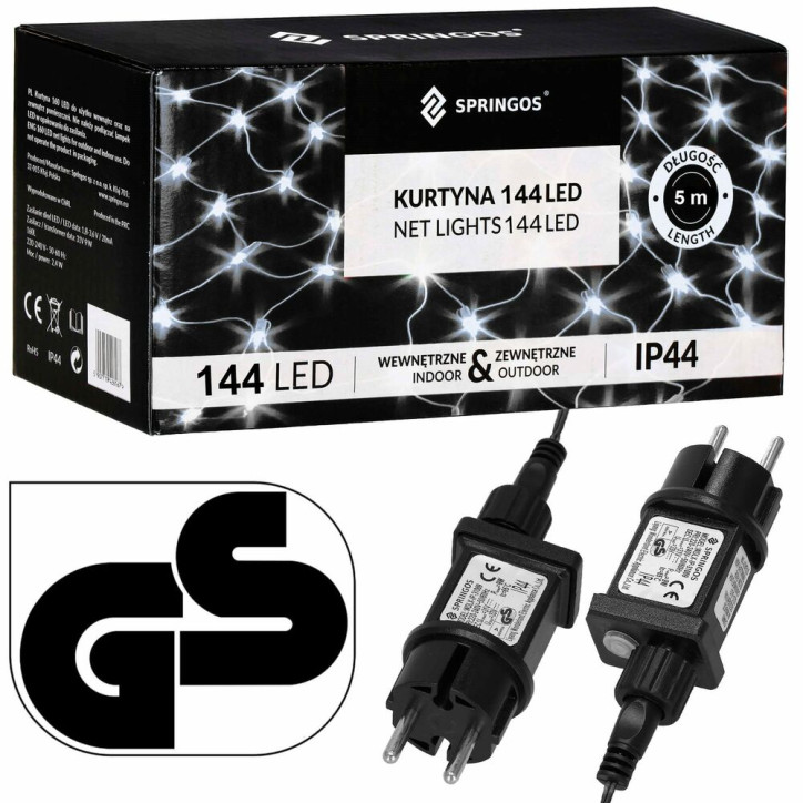 LED svetelná sieť - 2x2m, 144LED, 8 funkcií, pamäť, IP44, studená biela