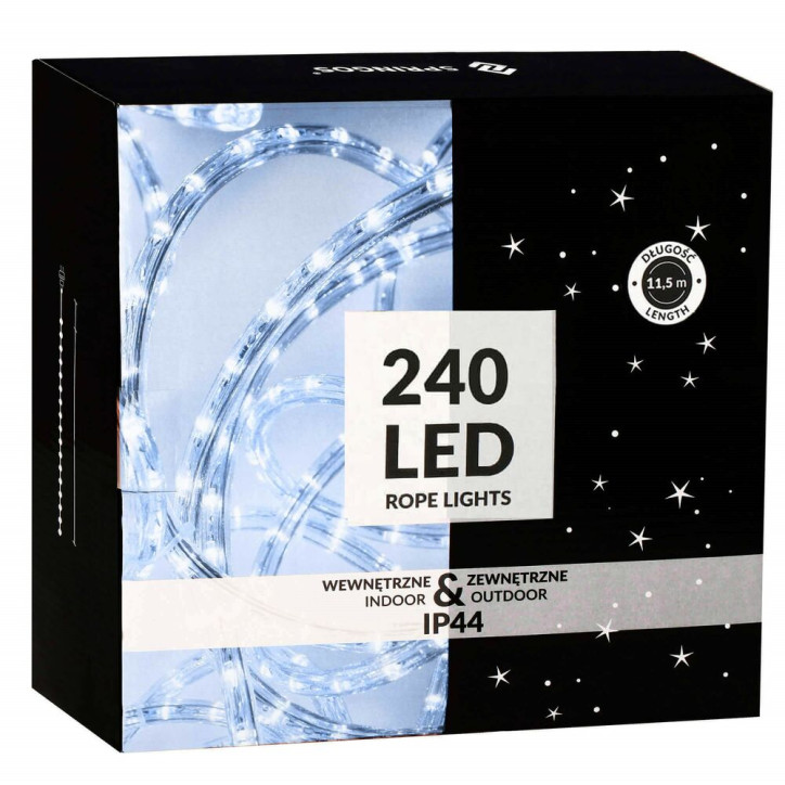 LED svetelná hadica - 10m, 240LED, 8 funkcií, pamäť, IP44, studená biela