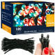 LED reťaz - 12m, 100LED, 8 funkcií, solar, IP44, multicolor