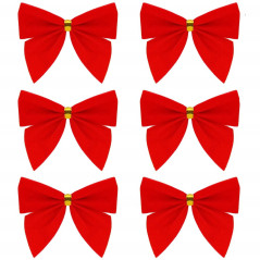 Vianočná mašľa 8x8,5cm červené sada 6ks, vianočné dekorácie