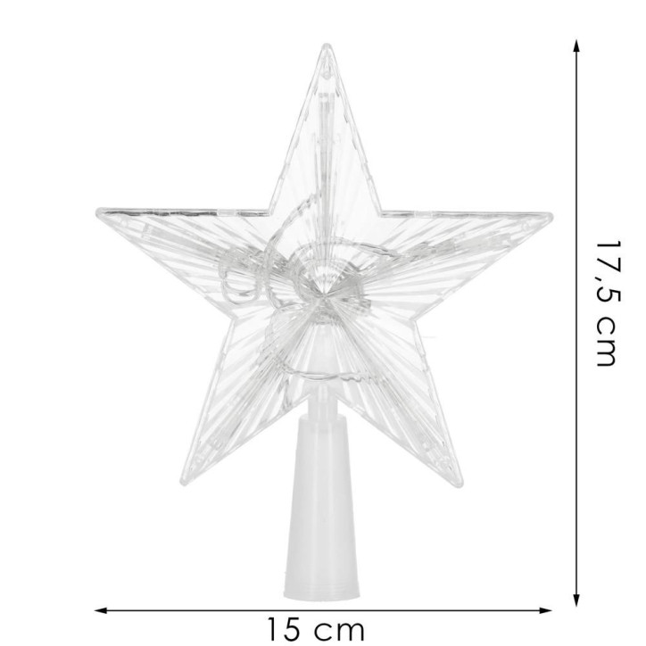 LED Hviezda na vianočný stromček - 17,5cm, 10LED, 3xAA, IP20, teplá biela