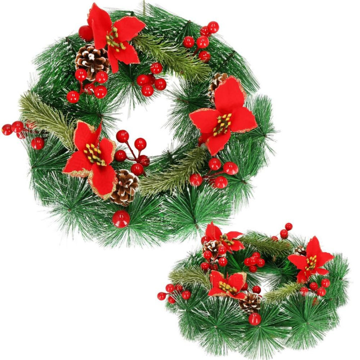 Adventný veniec svietiaci s ozdobami 30cm, vianočné dekorácie