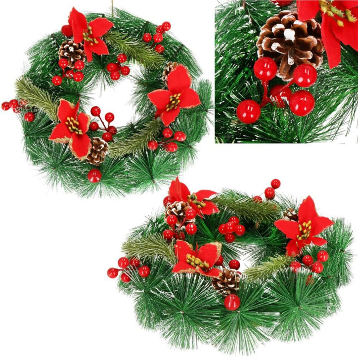 Adventný veniec svietiaci s ozdobami 30cm, vianočné dekorácie