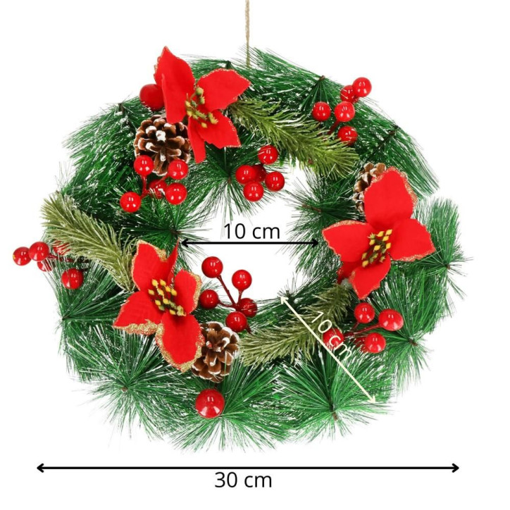 Adventný veniec svietiaci s ozdobami 30cm, vianočné dekorácie
