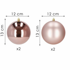 Vianočné banky XL ružové mix - 12cm, sada 4ks