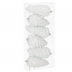 Šišky 14cm biele sada 6ks, vianočné ozdoby