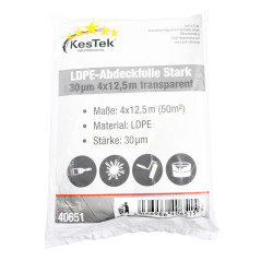 Zakrývacia fólia 4x12,5 m LDPE hrubá, priehľadná