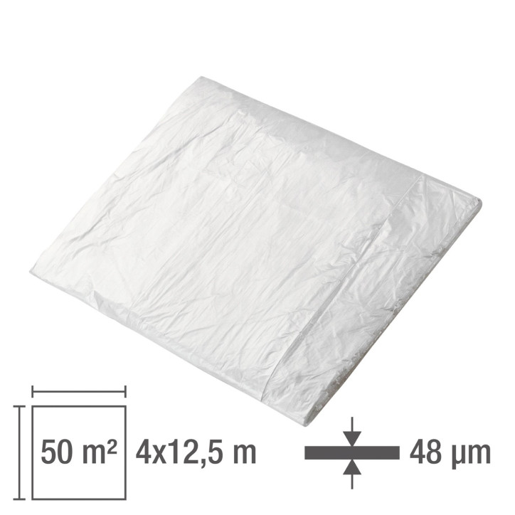 Zakrývacia fólia stavebná 4x12,5 m LDPE extra hrubá, priehľadná