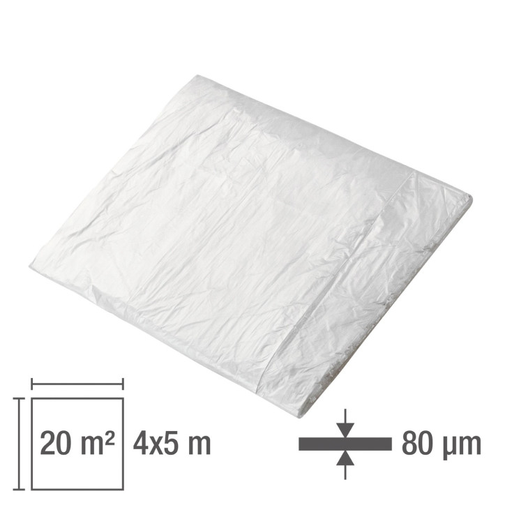 Zakrývacia fólia stavebná 4x5 m LDPE Profi 80 um, priehľadná