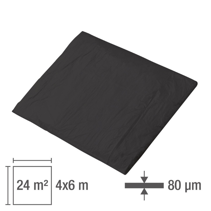 Zakrývacia fólia stavebná 4x6 m LDPE Profi 80 um, čierna