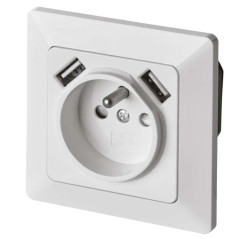 Zásuvka s USB 2,1 A max., biela