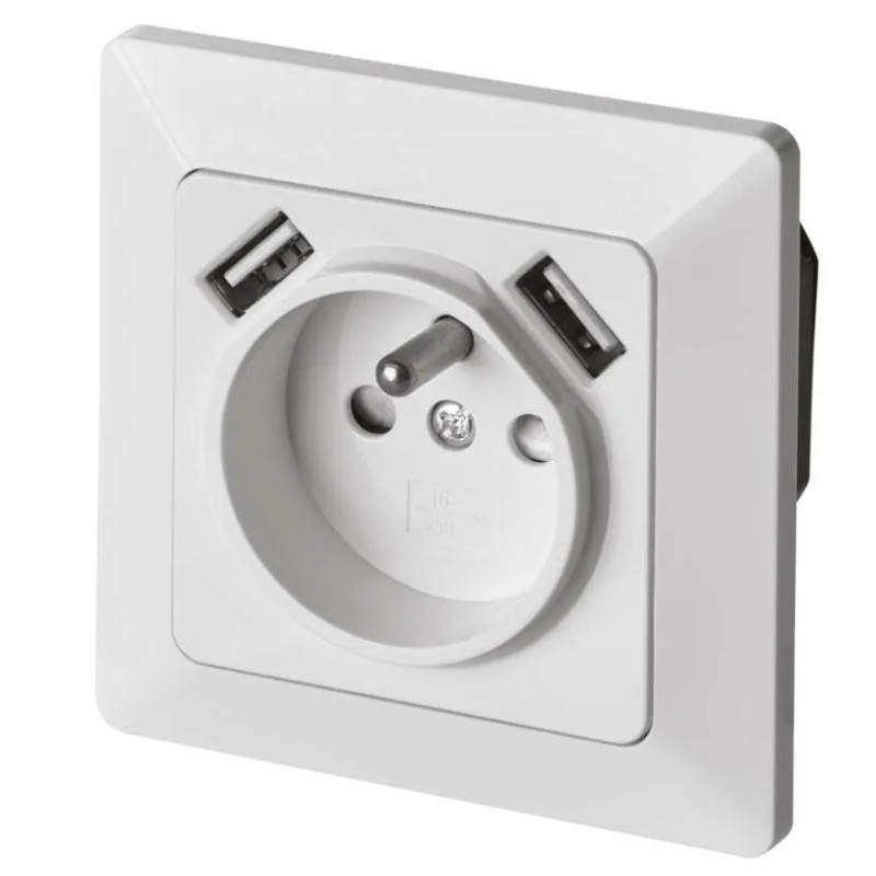 Zásuvka s USB 2,1 A max., biela