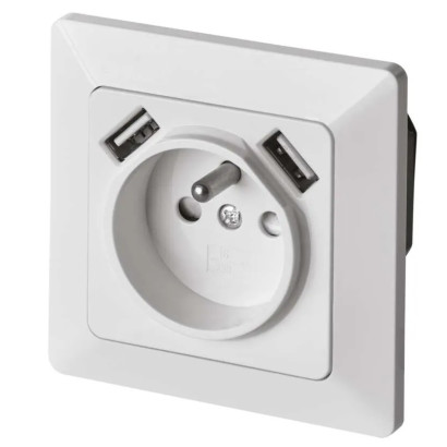 Zásuvka s USB 2,1 A max., biela